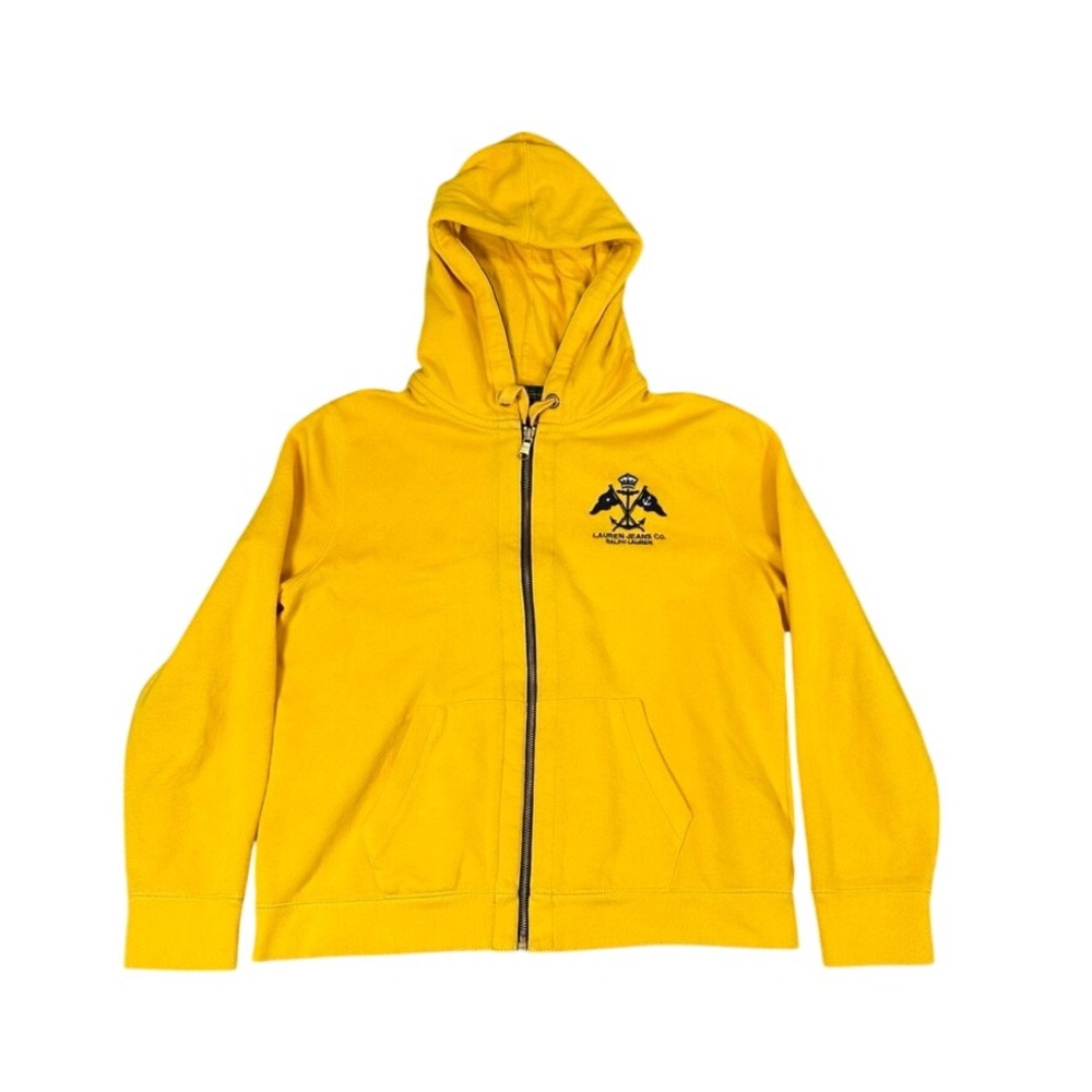 Lauren Jeans Co Ralph Lauren Yellow Full Zip Nautical Flag Fleece Hoodie Large